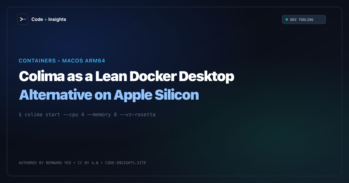 Architectural diagram showing Colima running on macOS Apple Silicon with Virtualization.framework
